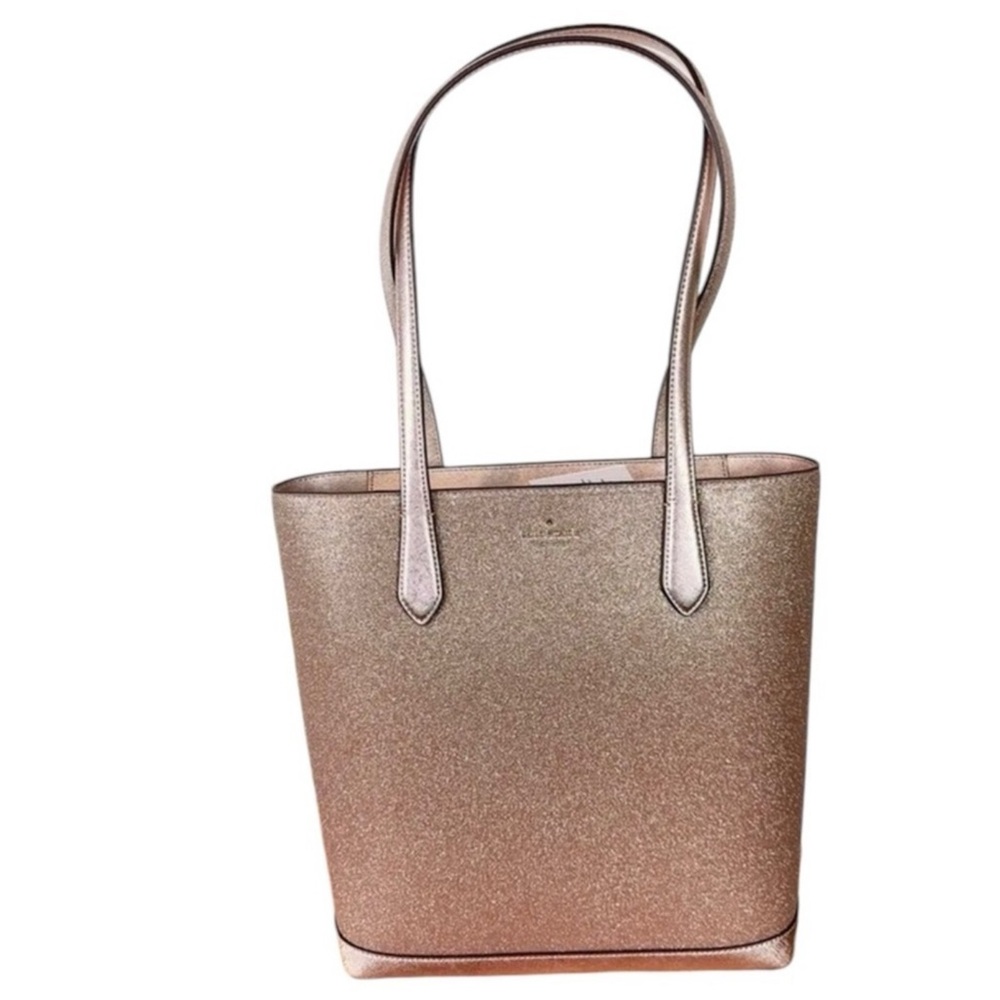 Kate Spade Glitter Tote, Rose Gold tinsel, New With Tags, rose/pink